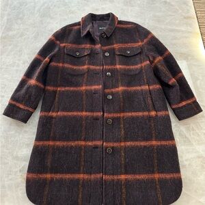 Madewell Long Shirt-Jacket – Spiced Raisin Windowpane – XL (Like New)